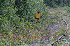 
A pedestrian crossing on the Ogmore Valleys Extension Railway near Bedford Road towards Tondu, September 2020